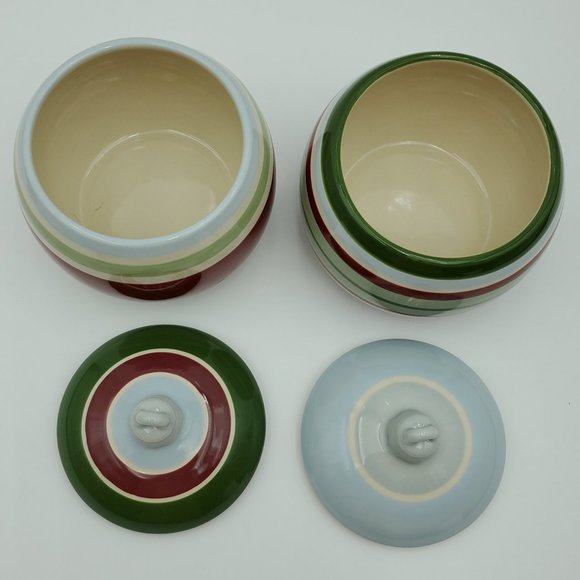 Longaberger Striped Christmas Ornaments Candle Holders Candy Trinket Dishes - Picture 5 of 8